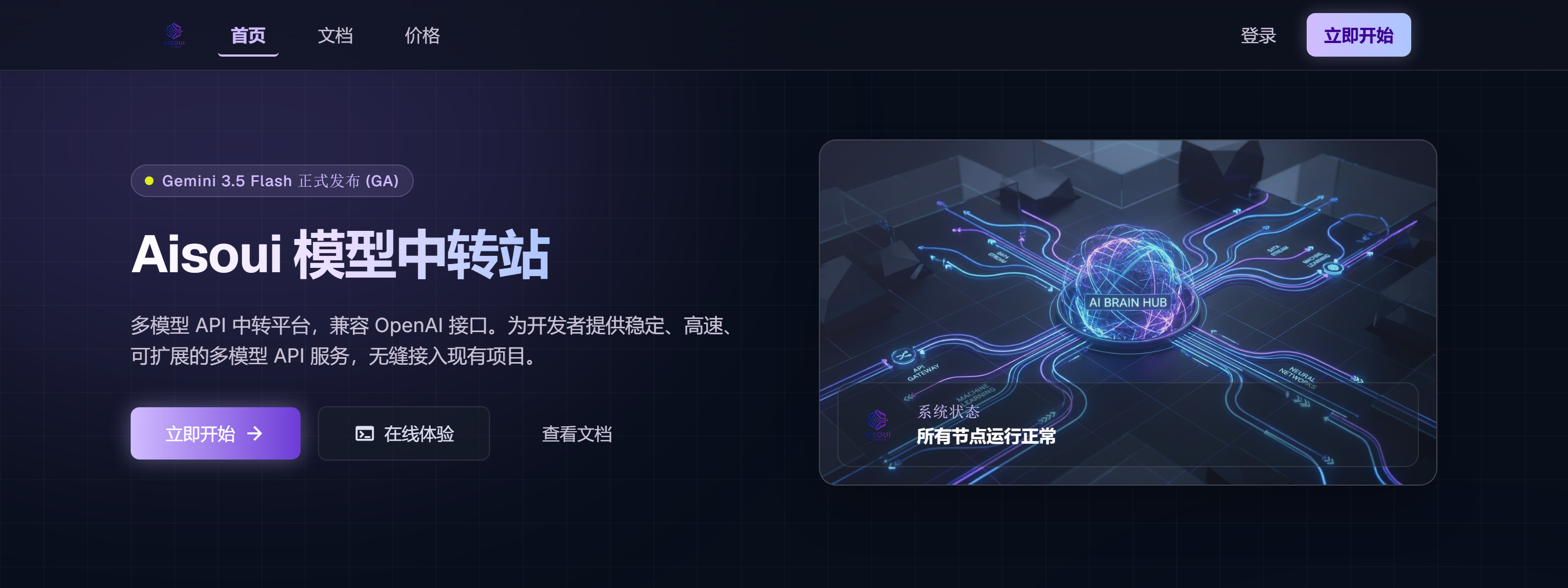 Aisoui 多模态 AI API 平台界面